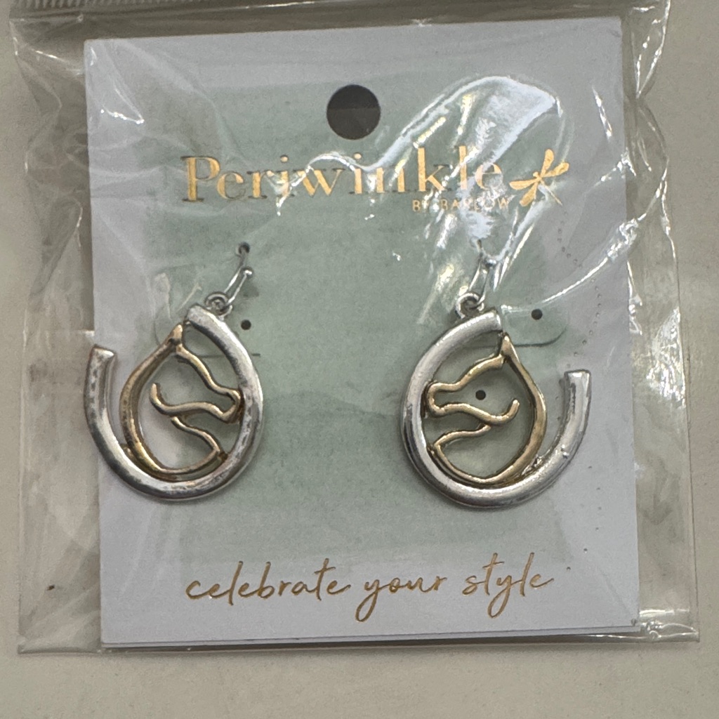 5 For 25 Periwinkle Silver And Gold Horse Equestrian Earrings New 9$
